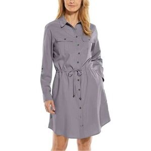 Coolibar Napa Travel Shirt Dress UPF 50+ Long Sleeve Pocket Stretch